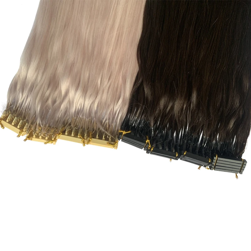 Solove Rechte 6d-2 Maagdelijke Human Hair Extensions Handgemaakte Naadloze Lus Micro Ring Hair Extensions 10-30 ”50 G/set Natuurlijke Kleur