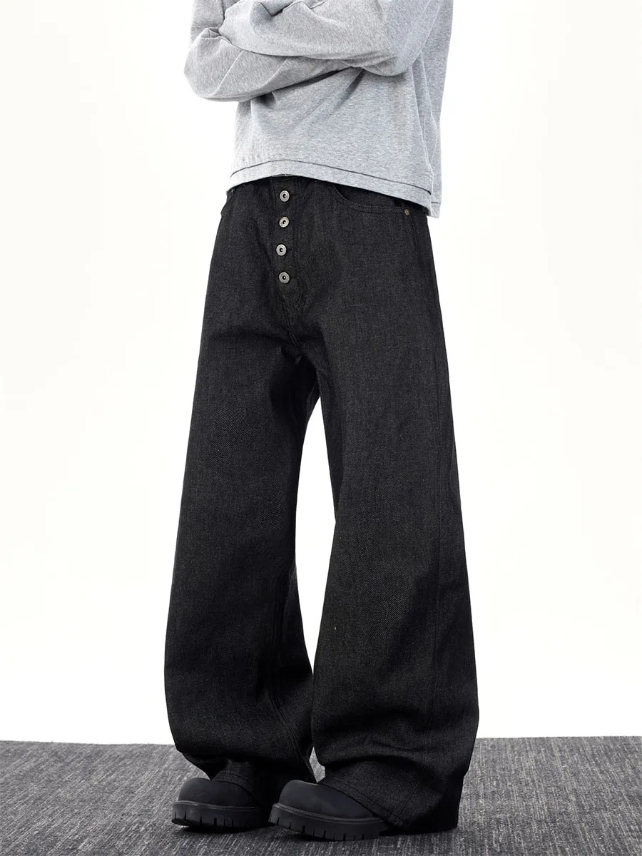 Women Black Gothic Baggy Y2k Emo Jeans Vintage Wide Jean Pants Japanese 2000s Style Harajuku Oversize Grunge Denim Trousers 2025