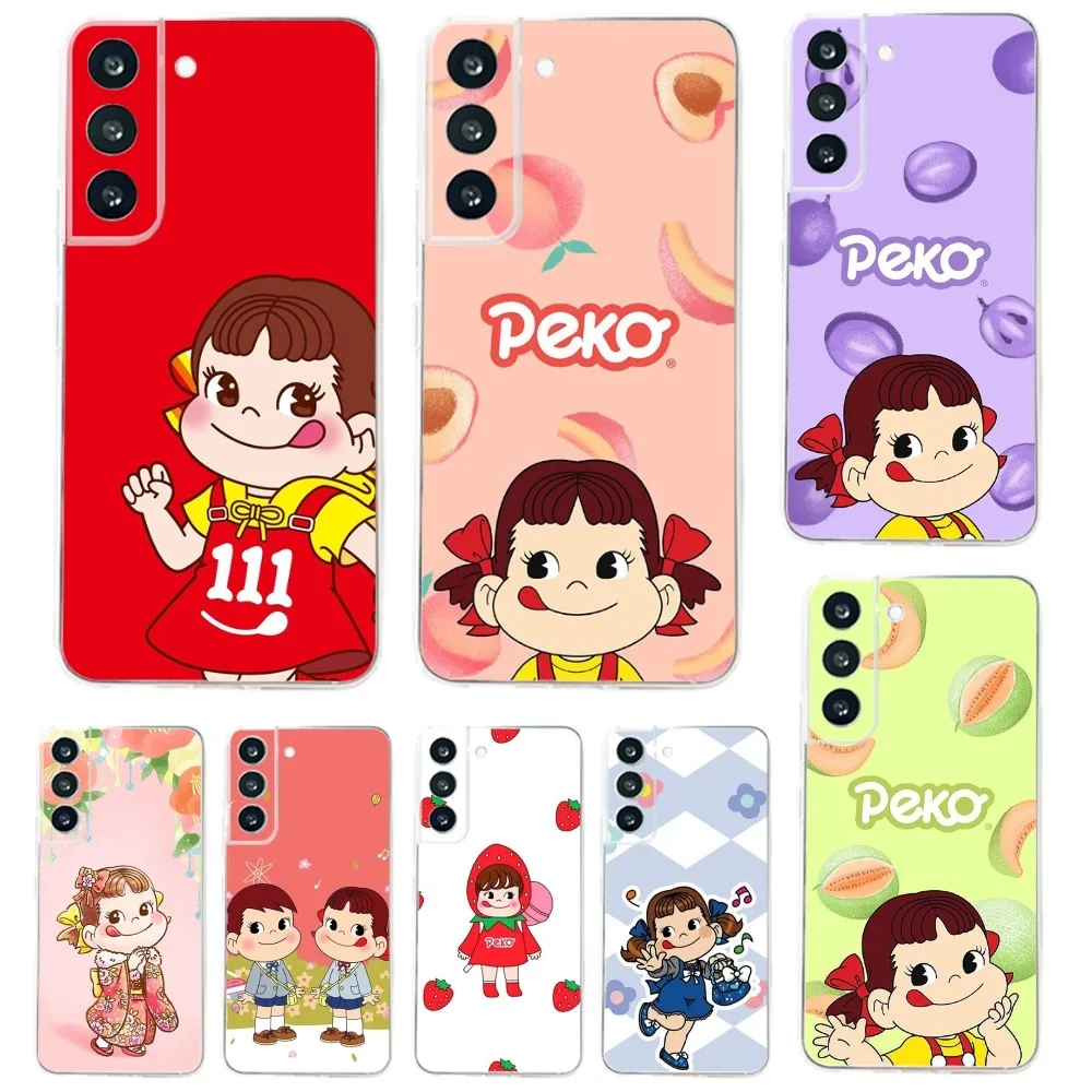 F-Fujiya Milky Peko Chan Phone Case For Samsung Galaxy A71,70,52,51,40,31,A50,30S,21S,Note20ultra Transparent Cover