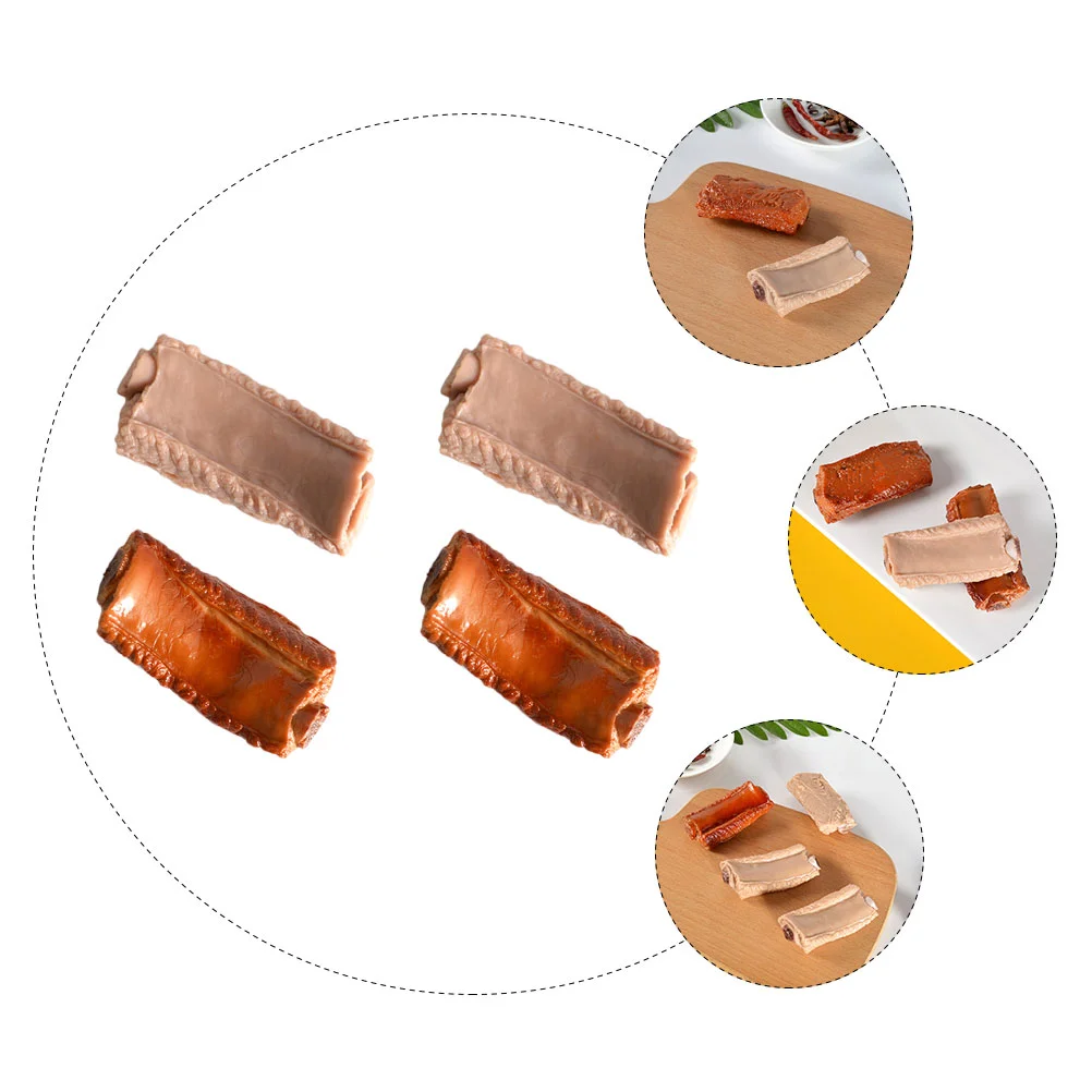 4-teiliges Dekorationen, Simulationsrippenmodell, Spielzeug, künstliche Lebensmittel-Requisiten, PVC, geschmorte Schweinerippchen, Foto