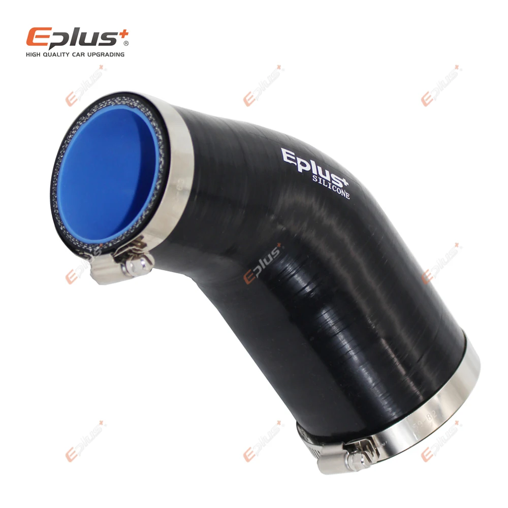 EPLUS Black Reducer Silicone Hose Adapter Connector 45 Degree Universal Flame Resistant Car Intercooler Turbo Intake Pipe Couple