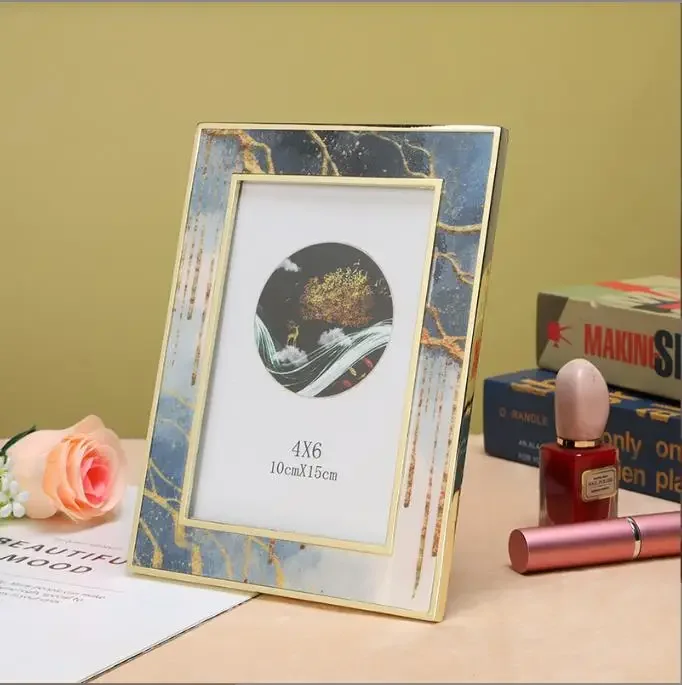 fashion 6/7 inches silver white Metal photo Frames Picture Photocard Holder Photo Frame for desktop decoration