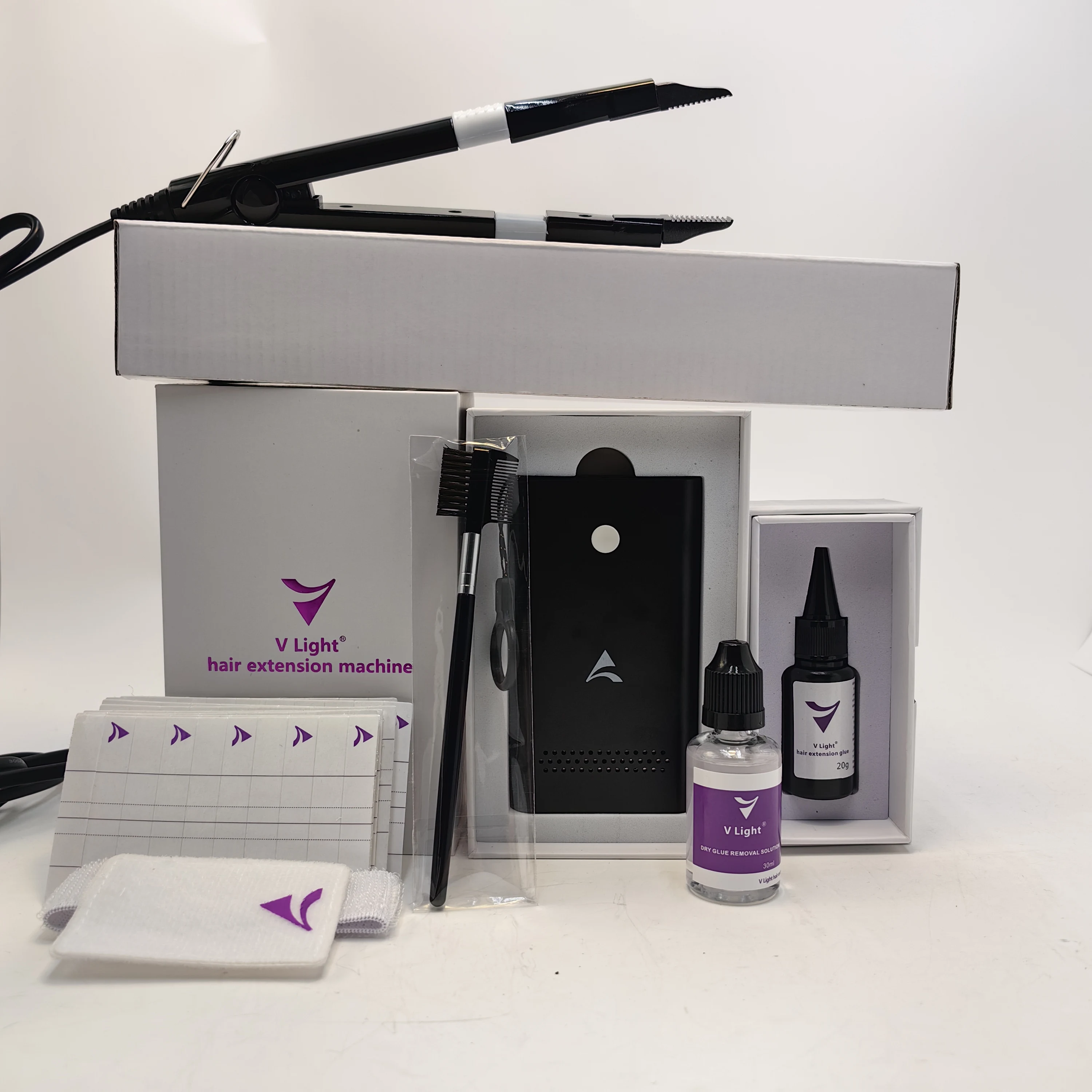 새로운 헤어 익스텐션 도구 V-Light 기술 헤어 익스텐션 세트, 가발 헤어 피스, 실제 헤어, 빠른 접목 도구, 견고하고 흔적 없음