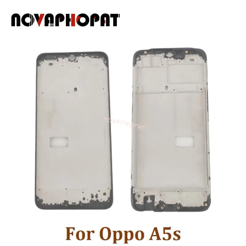 Novaphopat Front Full Housing Frame For Oppo A5s LCD Display Frame Middle Bezel Rear Battery Door Cover Camera Lens Side Button
