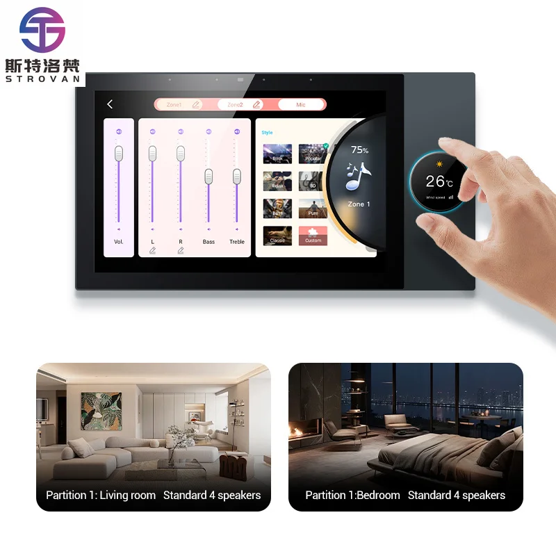 

ZXHK 2025 Tuya 10Inch Touch Smart Home Gateway Zigbee WiFi Connectivity IPS Music Panel Built-In Amplifier Smart Home Kits Syste