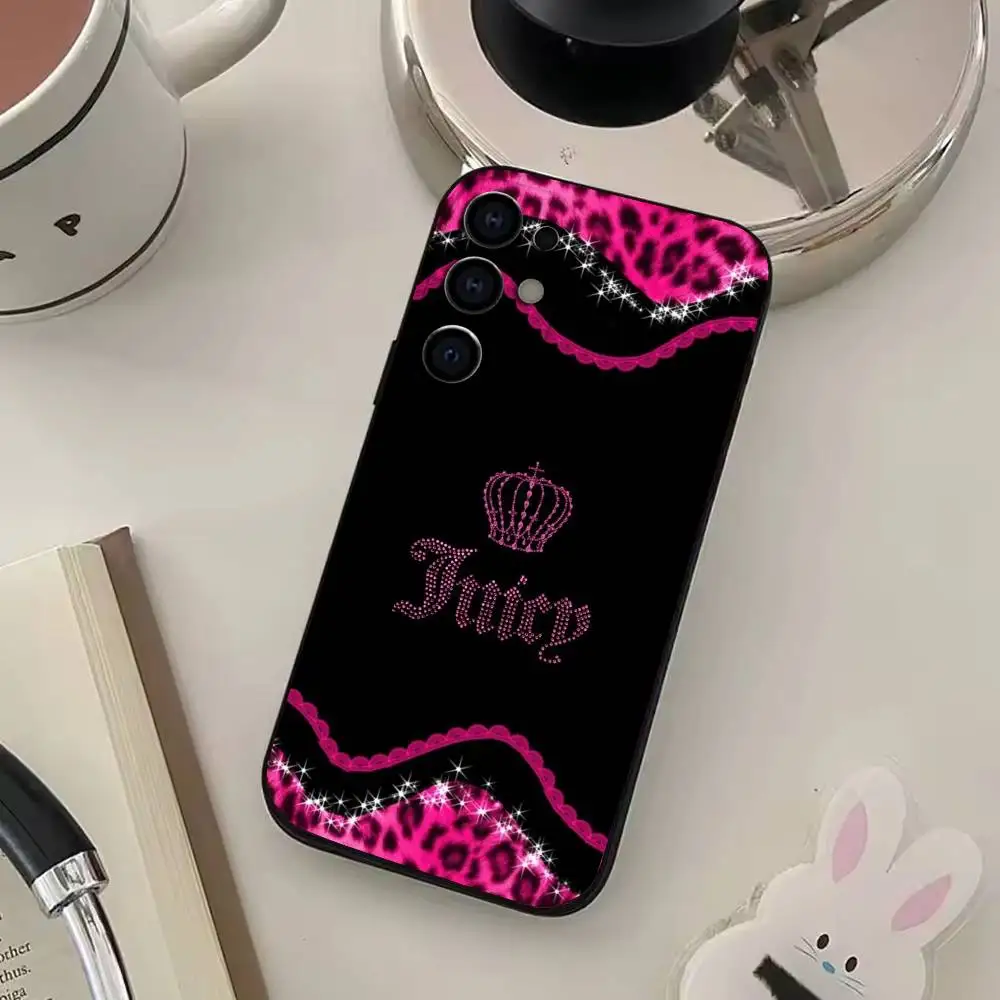 حافظة هاتف Royal Pink Art J-JUICY C-Couture لهاتف Samsung S25، S24، S21، S22، S23، S30، Ultra، S20، Plus، غطاء أسود من السيليكون الناعم #2