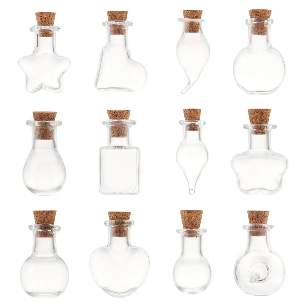 5pcs Mini Wishing Bottle Cork Glass Bottles Empty Sample Jars Home Decor DIY Jewellery Accessaries Pendants Cork Stopper Vial