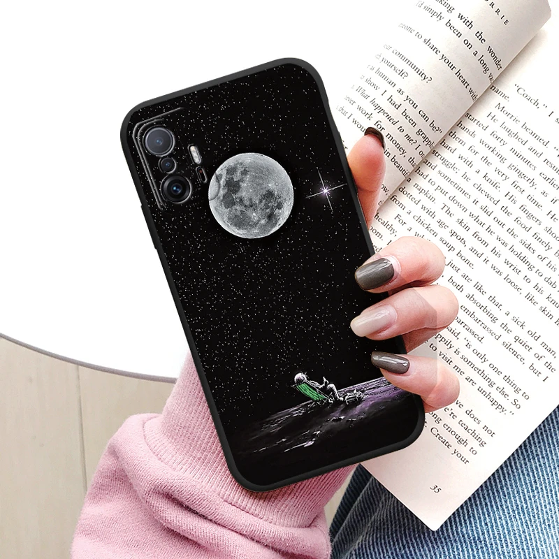 Flower Phone Case For Xiaom Mi 11T 11 T Pro Funda Cute Heart Cartoon Owl Xiaomi 11 Lite 11 Pro Matte Soft TPU Back Cover Bumper