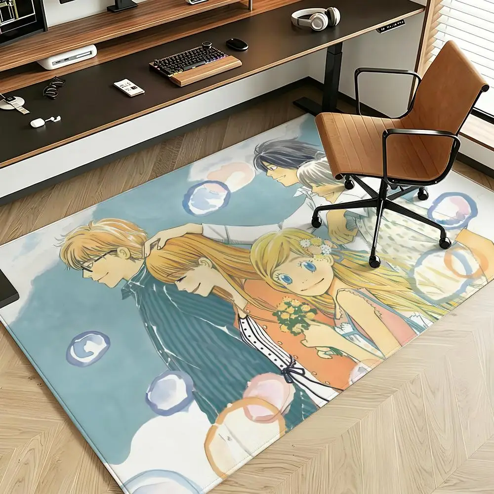 Alfombra de suelo de franela suave con diseño de anime H-Honey y C-Clover, adecuada para entradas, salas de estar, dormitorios y baños