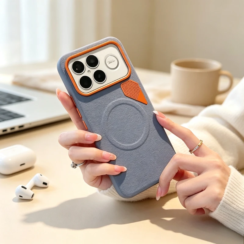 Luxury Business PU Leather Phone Case for Xiaomi POCO F9 F8 F7 Ultra F9 F8 F7 Pro for Magnetic Charging Heat Dissipation Shell