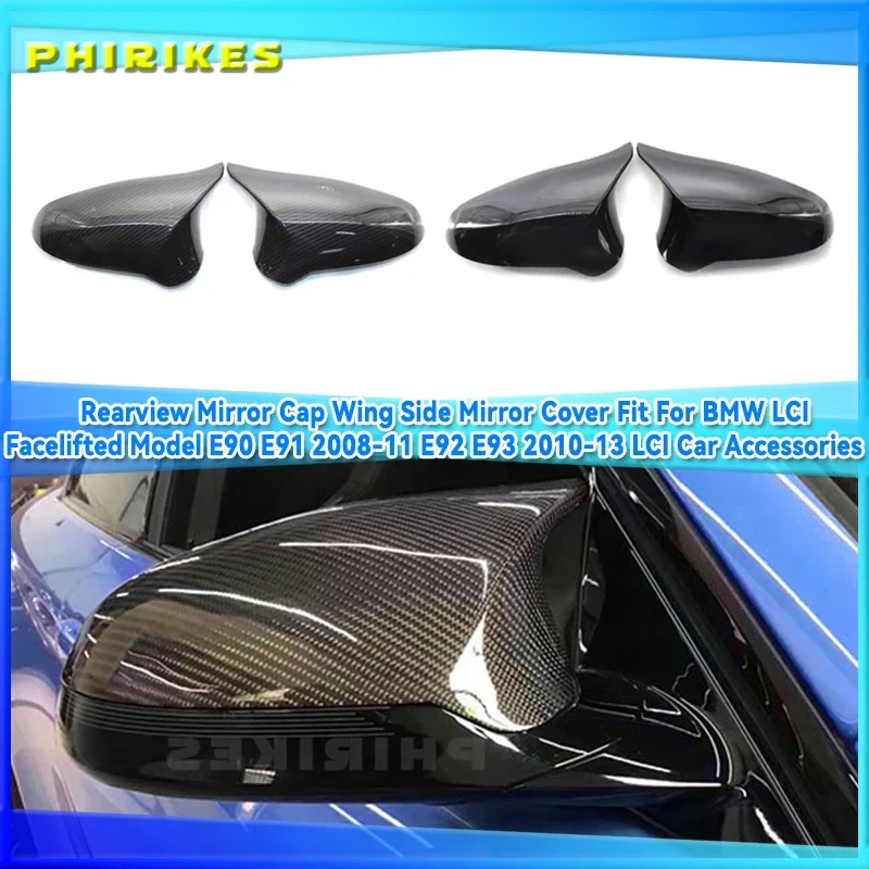 A Pair Carbon Fiber Car Door Rear View Side Mirror Cover Rearview Mirror Cap Replacement For BMW F80 M3 F82 M4 2015-2018