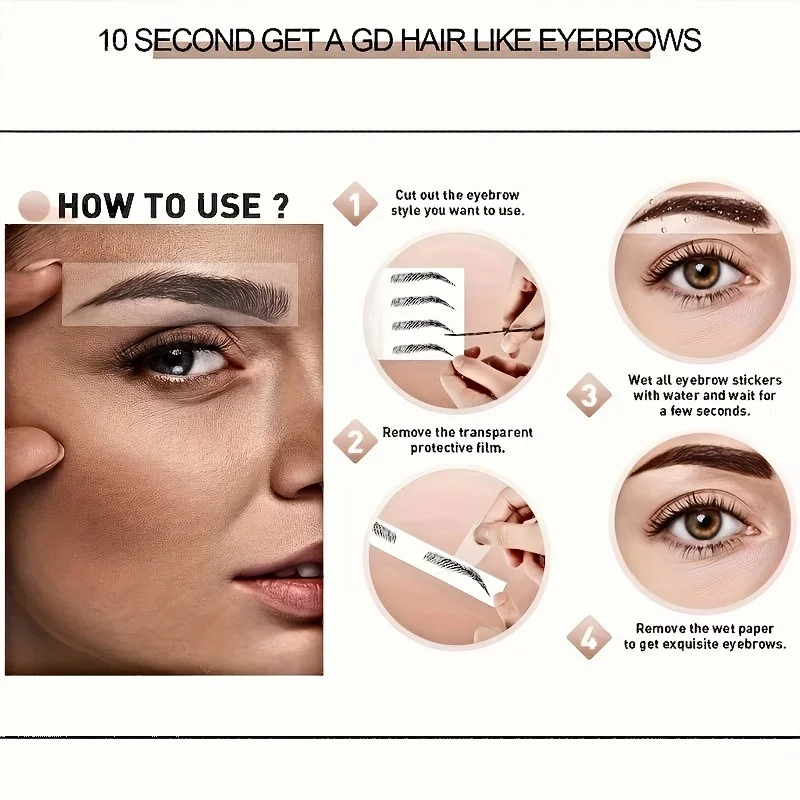 Waterproof 4D Eyebrow Stickers - Long Lasting, Natural-Looking, and Easy to Apply Cosmetics