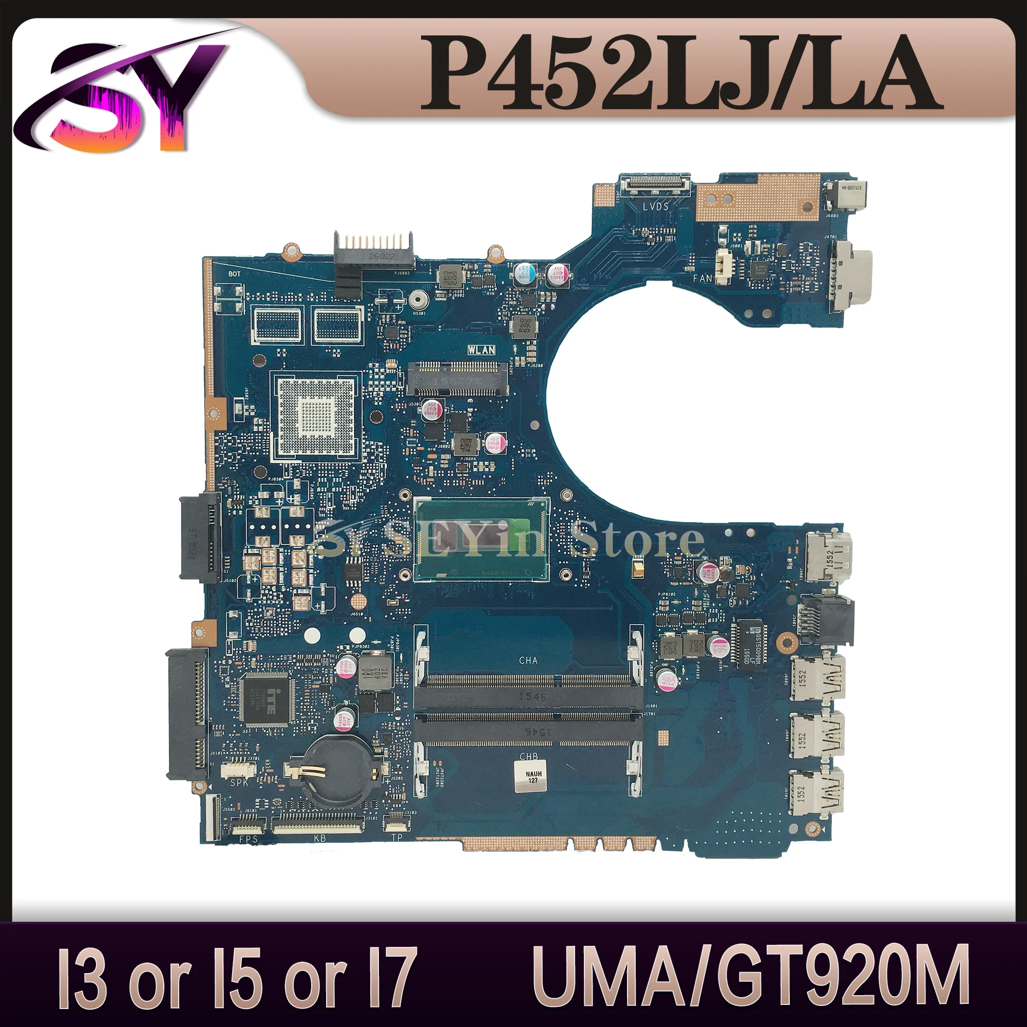 P452LJ Mainboard For Asus P452 P452L P452LA Laptop Motherboard W/I3-5005U I5-5200U I7-5500U GT920M/2G UMA