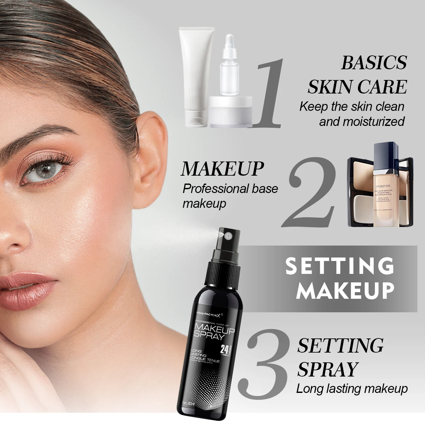 Spray Black Polka Dot Setting 60ml para rostro, duradero, antimanchas y 16 horas de maquillaje de acabado natural