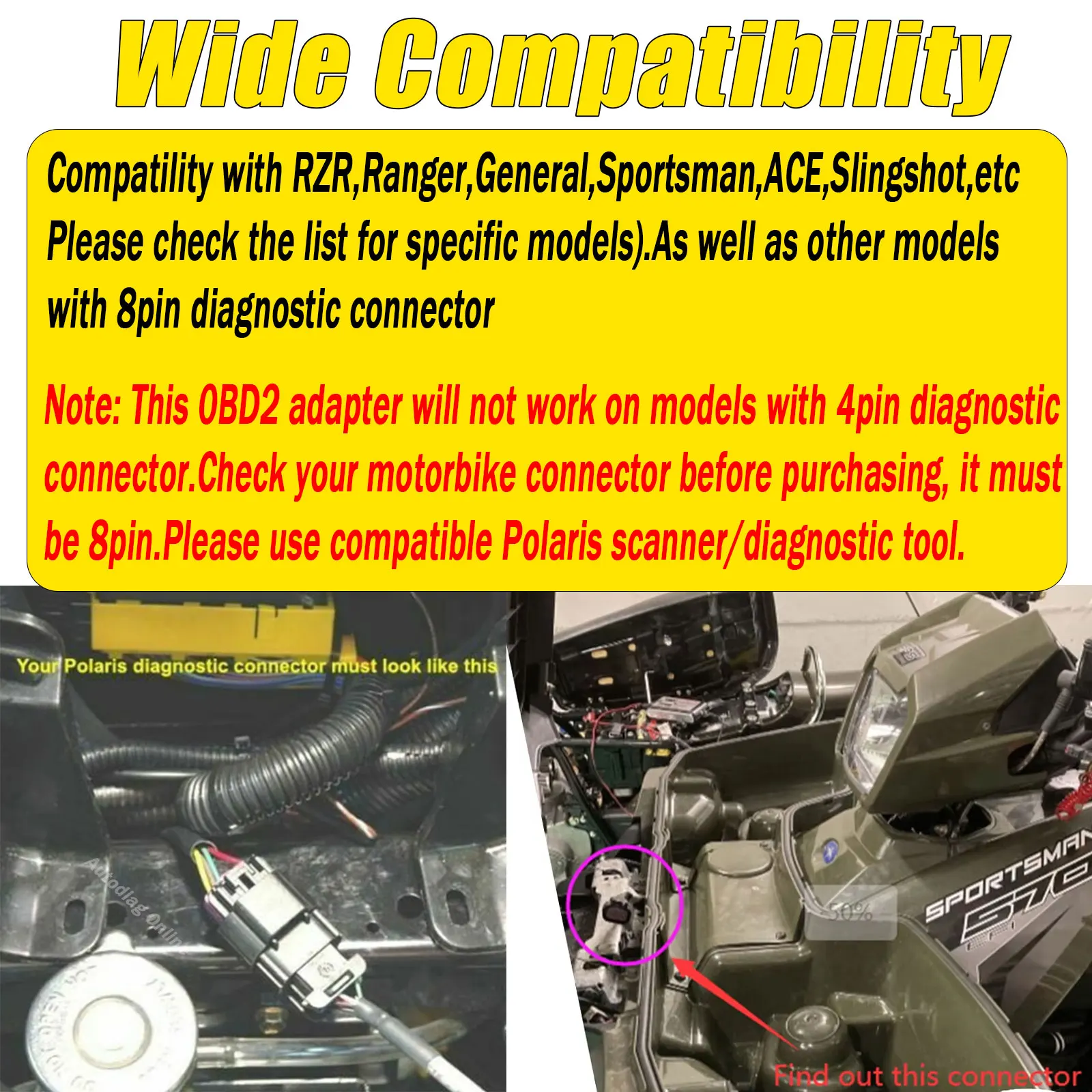 OBD2 Diagnostic Cable 6Pin For BRP Maverick/Outlander/Spyder 8Pin Motorcycle Diagnoatic Cable For Polaris RZR/ACE CAN-AM ATV UTV