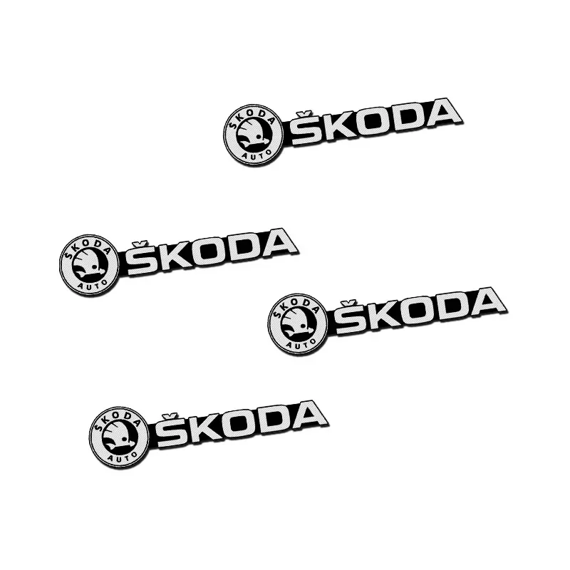 4pcs Car Styling Speaker Decals Stereo Sticker for Skoda Fabia Superb Kamiq Kodiak Yeti Karoq Octavia RS Audio Sound Badge Logo