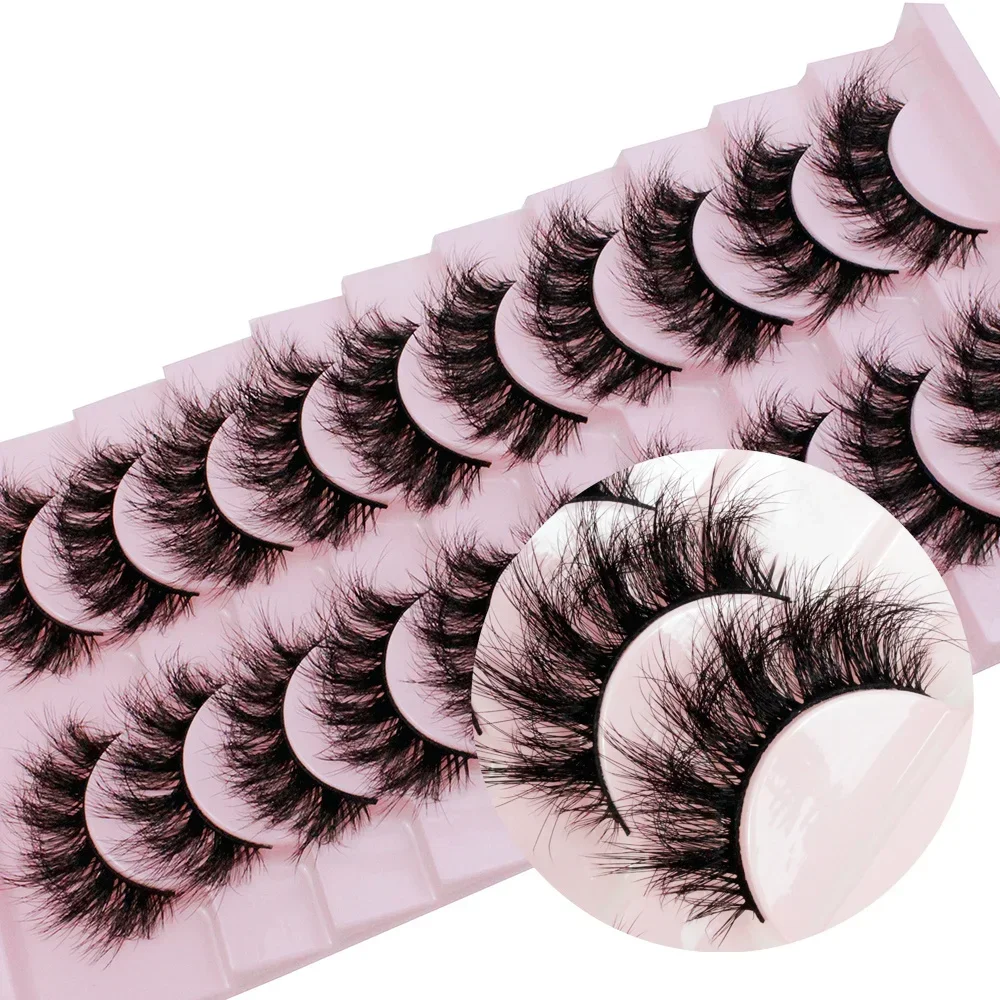 10 คู่ขนตา Faux Mink ขนตายาวนาน Fluffy Mink Lashes Dramatic Volume lashes Extension หนายาว