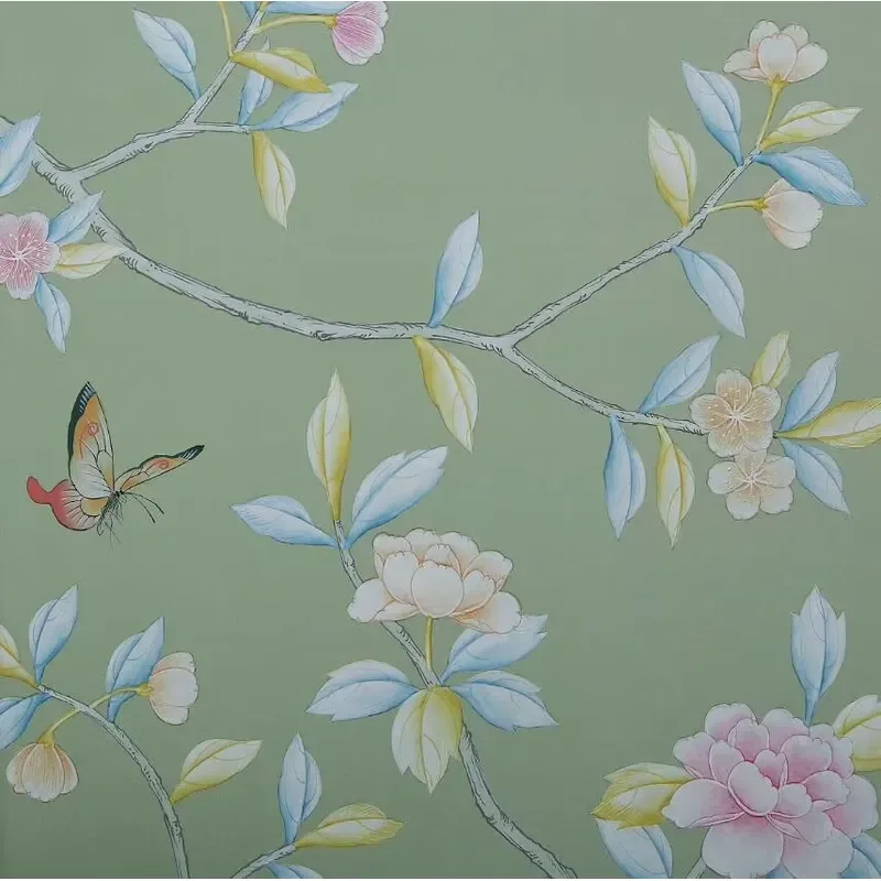 Classic Birds & Flowers Chinese Style Embroidery Wallpapers