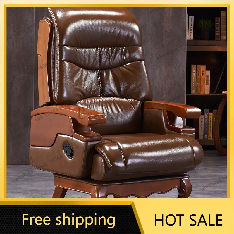 XX. Solid wood four-legged boss chair business home study large class chair