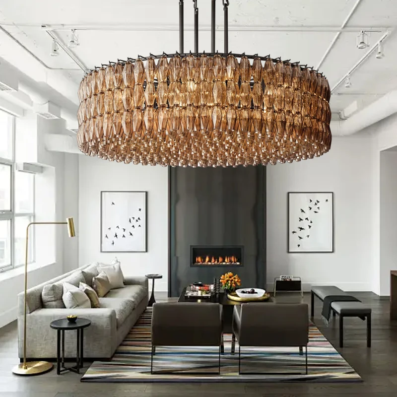Modern Living Room Clear Glass Chandelier for Dining Room Ceiling Lighting Dimmable