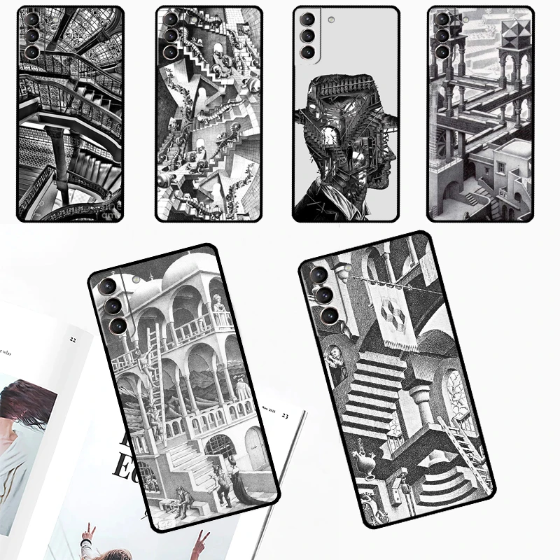 Escher Staircases Cover For Samsung Galaxy S23 Ultra S8 S9 S10 S22 Plus S20 S21 FE Note 10 20 S24 Ultra Case