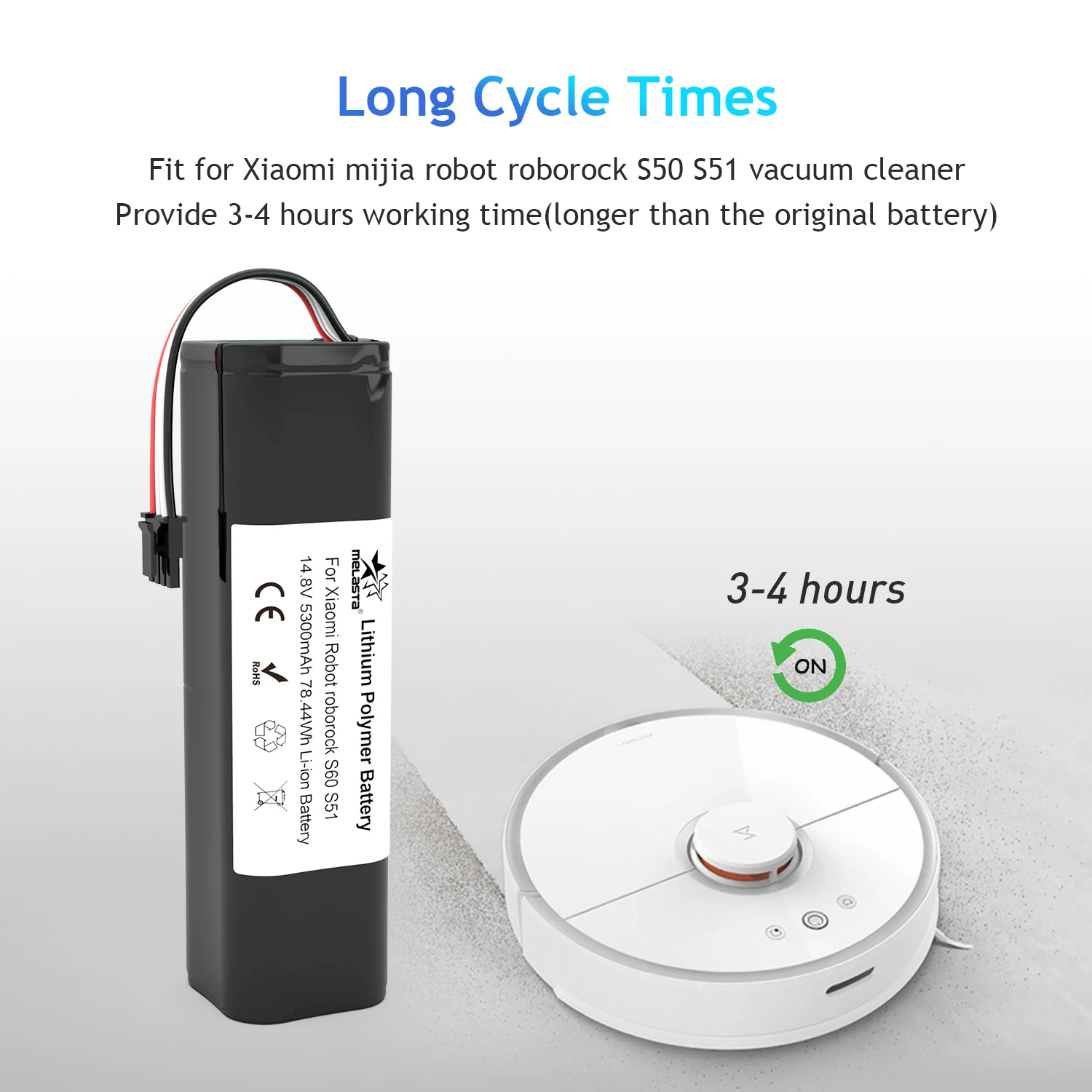 Melasta 14,8 V 5.3Ah литиевая запасная батарея для Mi Robot Mijia 1st и 2nd Roborock S50 S51 S52 S53 T6 робот пылесос