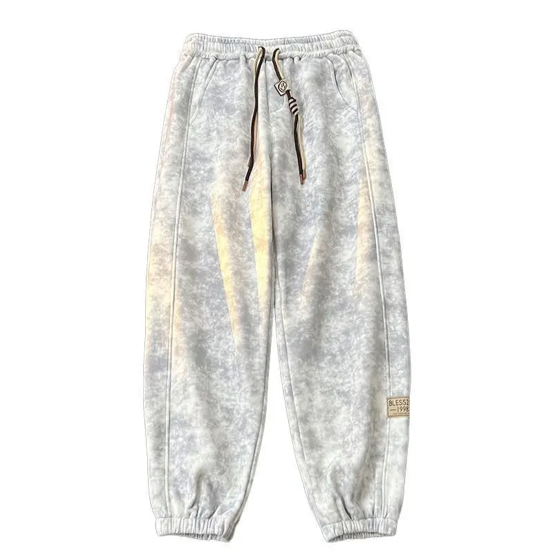 Japan Style Vintage Grunge Cuffed Sweatpants Men's Heavy Tie-Dye Loose Casual Sport Pants Spring Autumn Slimming Trousers
