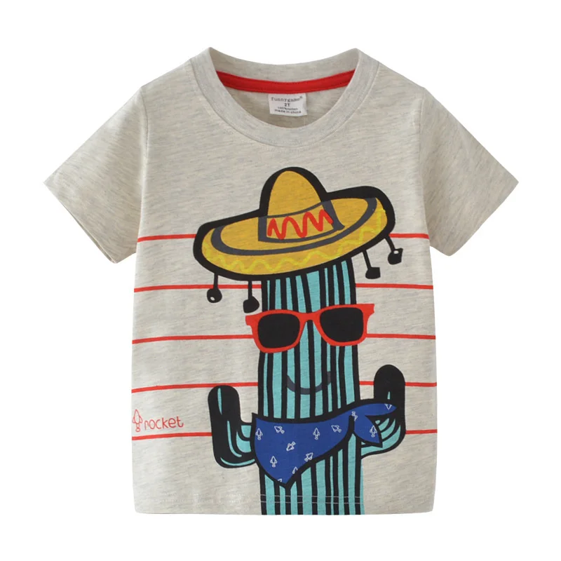 Jumping Meters 2-7T Striped Boys Girls Tees Tops Cotton Clothes Short Sleeve T shirts Kids Fashion Tees  for Boys