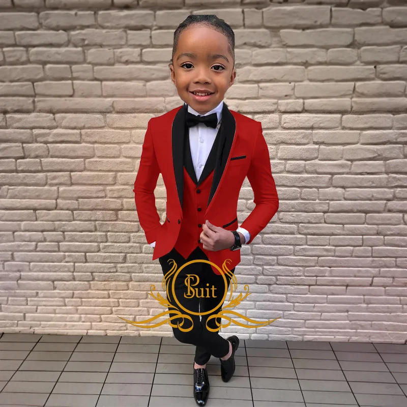 Formal Boys Suit 3 Piece Set Wedding Tuxedo 2-16 Years Old Kids Custom Clothes Party Boys Blazer Suits