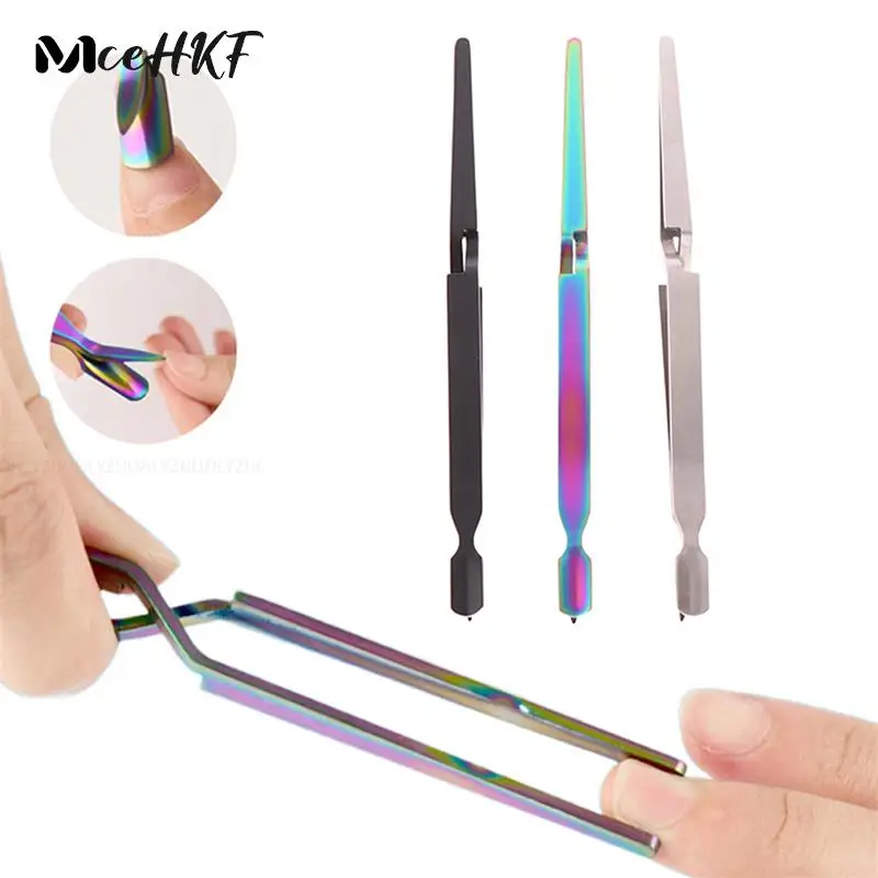 

1Pcs Rainbow Stainless Steel Nail Shaping Tweezers Nail Art Tools For UV Gel Tips C Curve Pinchers Sculpture Clip 3 Colors