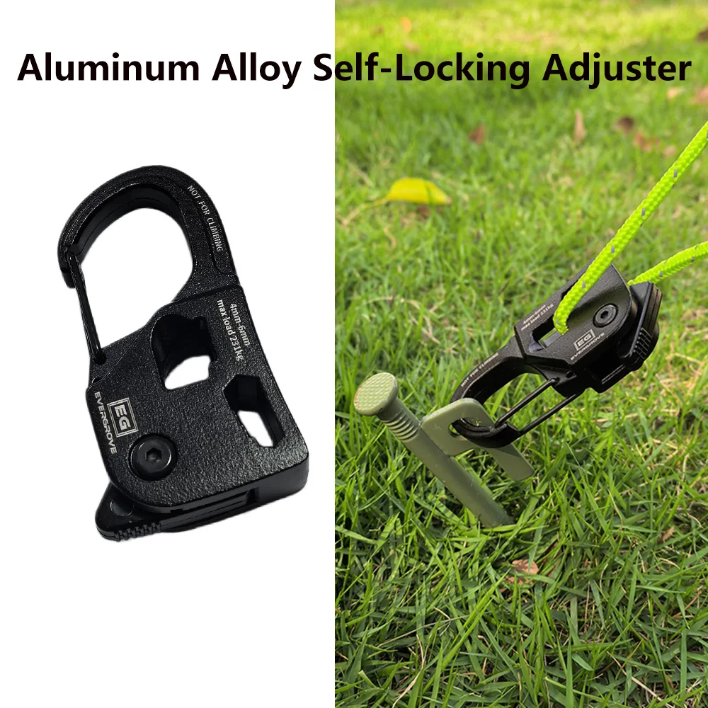 1 Pc Aluminum Alloy Tent Rope Tensioner Self Lock Rope Adjuster 3-6mm Anti-Slip Tarp Tightener Outdoor Accessories