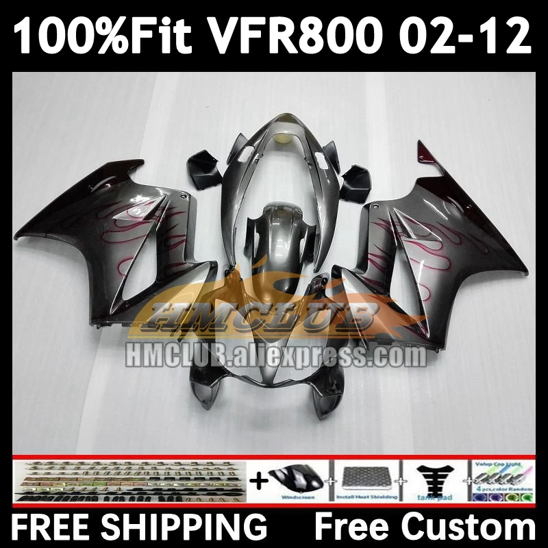 Interceptor For HONDA VFR800RR VFR800 R red flames 69No.3 VFR 800RR 800 RR 02 03 04 05 06 07 2008 2009 2010 2011 2012 Fairing