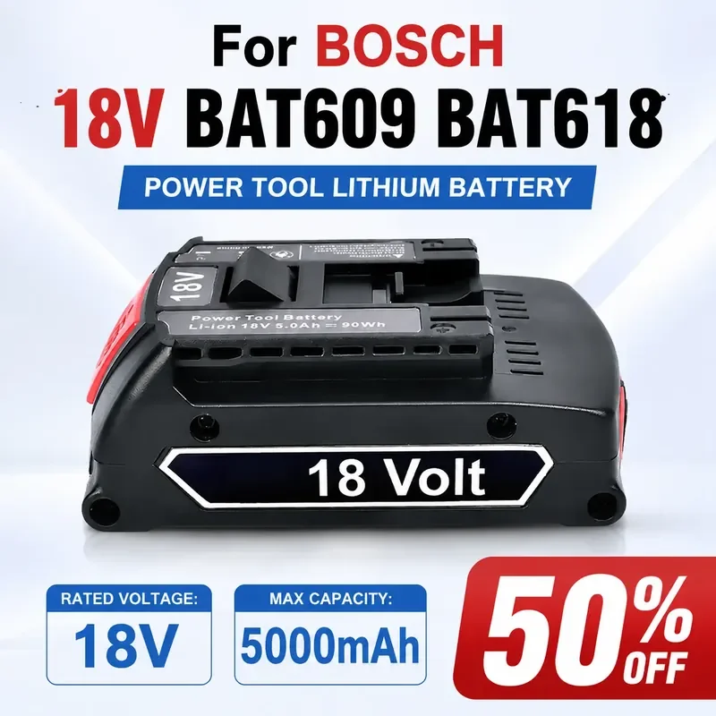 

For BOSCH BAT609 BAT618 18V Lithium Rechargeable Battery for Power Tools and Hand Drills