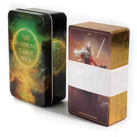 Harmony Tarot In A Tin with Gilded Edges 78 Pcs Cards Tarot Deck with Guidebook for Beginners 10.3x6cm