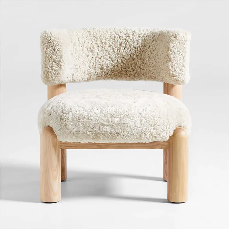 Chaise de canapé en bois massif pour garçons et filles, imitation agneau, peluche, moderne, simple, bûche, couleur, loisirs pour enfants