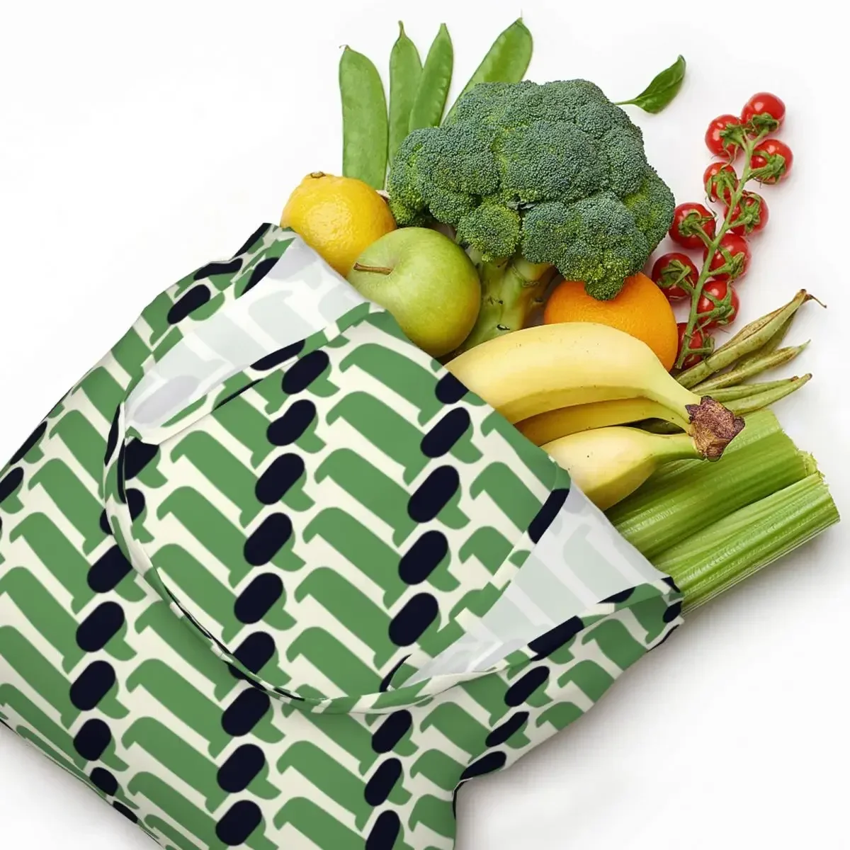

Custom Orla Kiely Prints Dog Show Green Canvas Shopping Bags Women Recycling Big Capacity Groceries Shopper Tote Bags Handbags