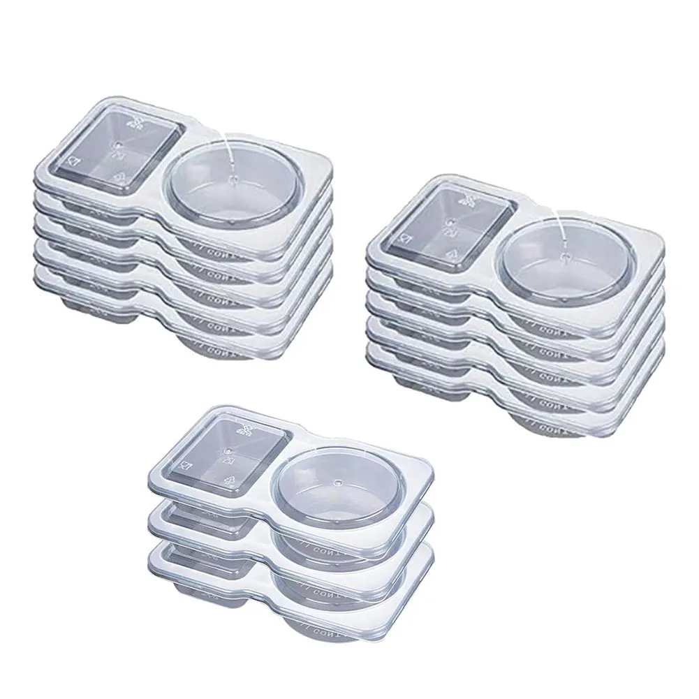 Double Compartment Sauce Containers Plastic Dipping Containers Disposable To Go Containers for To-go Sauce Sampling Travel Snack