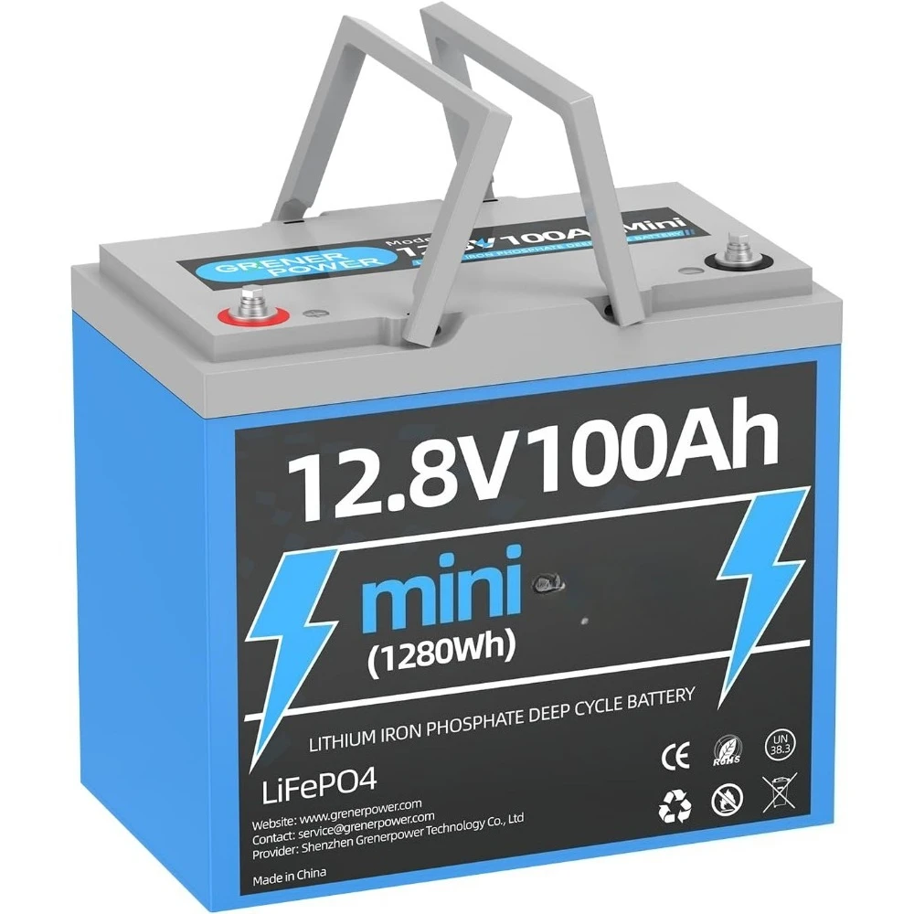 

12V100Ah Mini LiFePO4 Battery, 100A BMS 12.8V Lithium Battery, 100AH Lifepo4 Battery Up to 15000 Deep Cycle Battery, Max.1280Wh