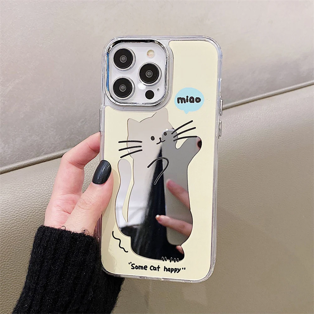 Casing ponsel pola bunga aster lucu, untuk iPhone 14 16 Pro Max casing cermin untuk iPhone 15 11 12 13 14 Pro Max X XR XS Max penutup rias
