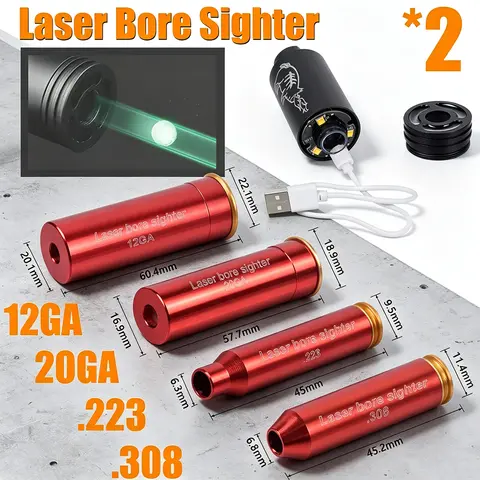 12GA 20GA .223 .308 Tra-c-er Red Laser Bore Sighter Training Bullet Brass Boresighter Caliber Visible Boresighter Zero Optic
