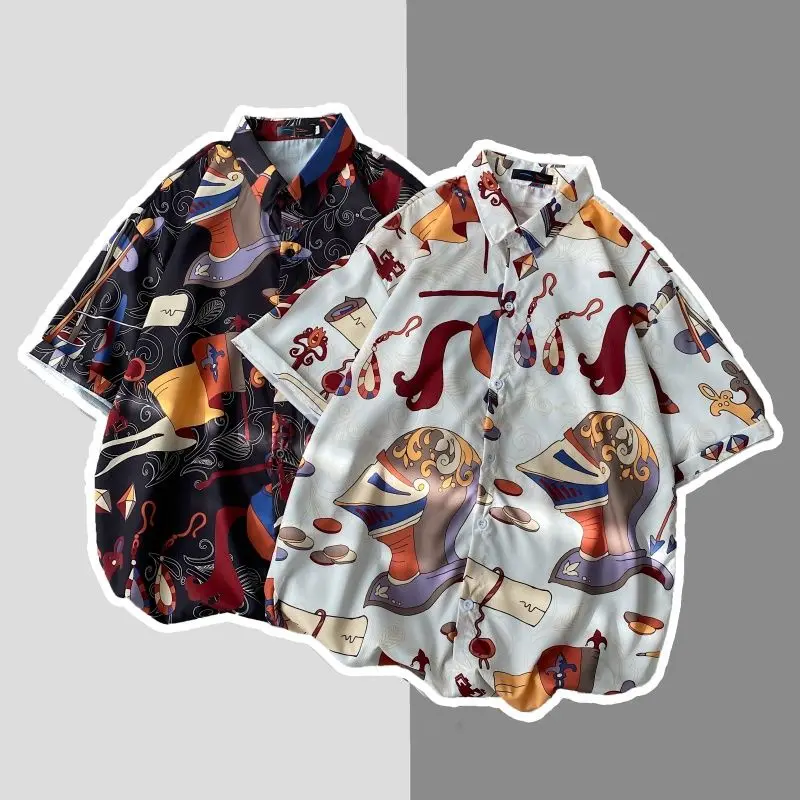 

Loose ort Sve Floral irt Men's Casual Summer Hawaiian Sle Polyester Fabric Stand Fit Youth Trend Loose irt