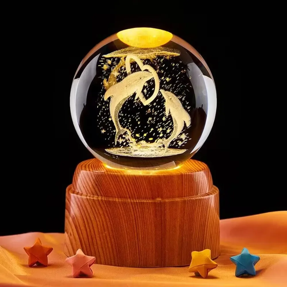 جديد الكرتون غرزة سلسلة الكرة غرزة بيكاتشو ميكي ماوس الدورية ثلاثية الأبعاد كريستال الكرة ليلة ضوء الليزر نحت هدايا الأطفال