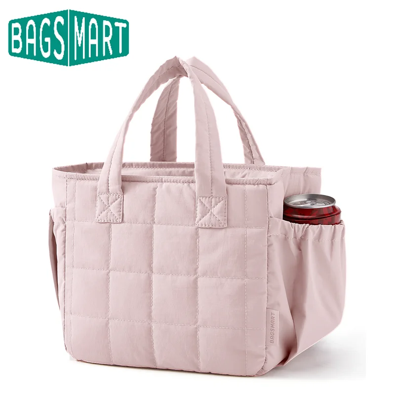 BAGSMART Lunchtasche für Damen, gesteppte Puffer-Lunchbox, isoliert, leicht, auslaufsicher, langlebig, wiederverwendbare Tragetasche für Arbeit und Reisen