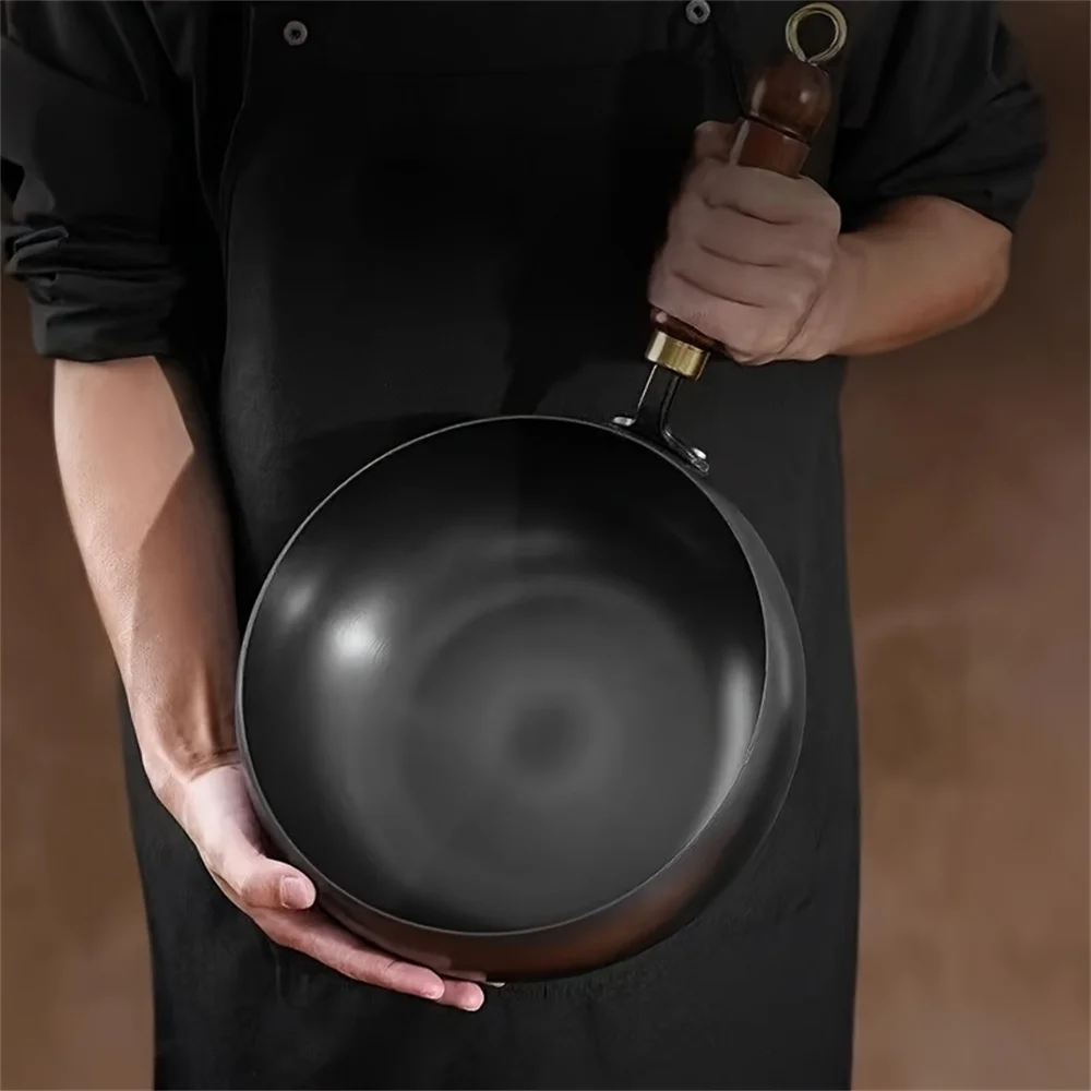 Customizable Cast iron pot with lid - handmade traditional design, wide belly and non stick mirror surface, splash