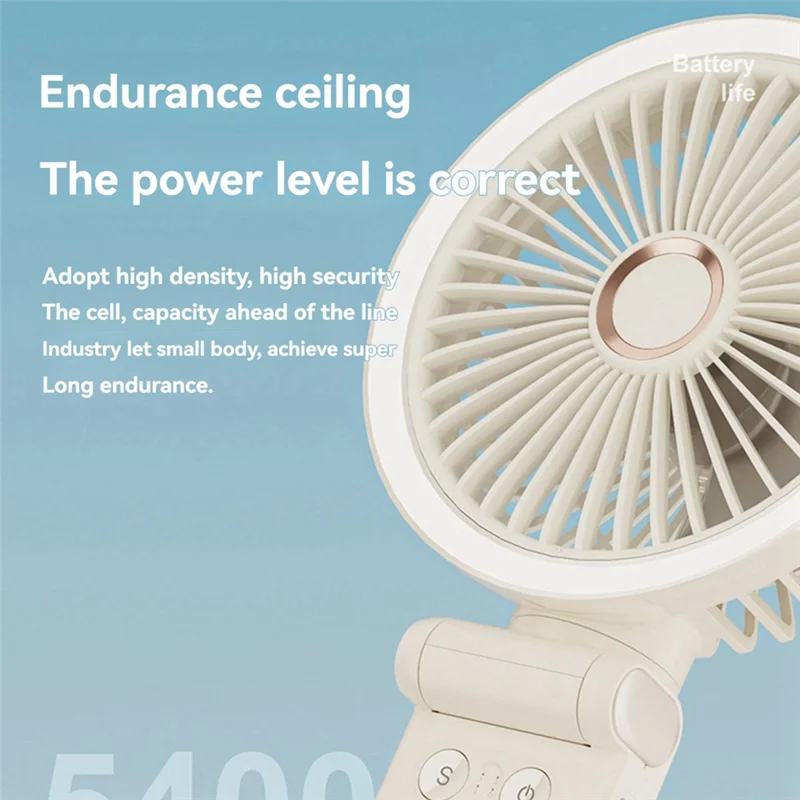 ABKU-USB Rechargeable Table Fan Clip-On Type Portable Mini Desk Fan 360 Degree Rotation Adjustable Clip-On With Lights Fan
