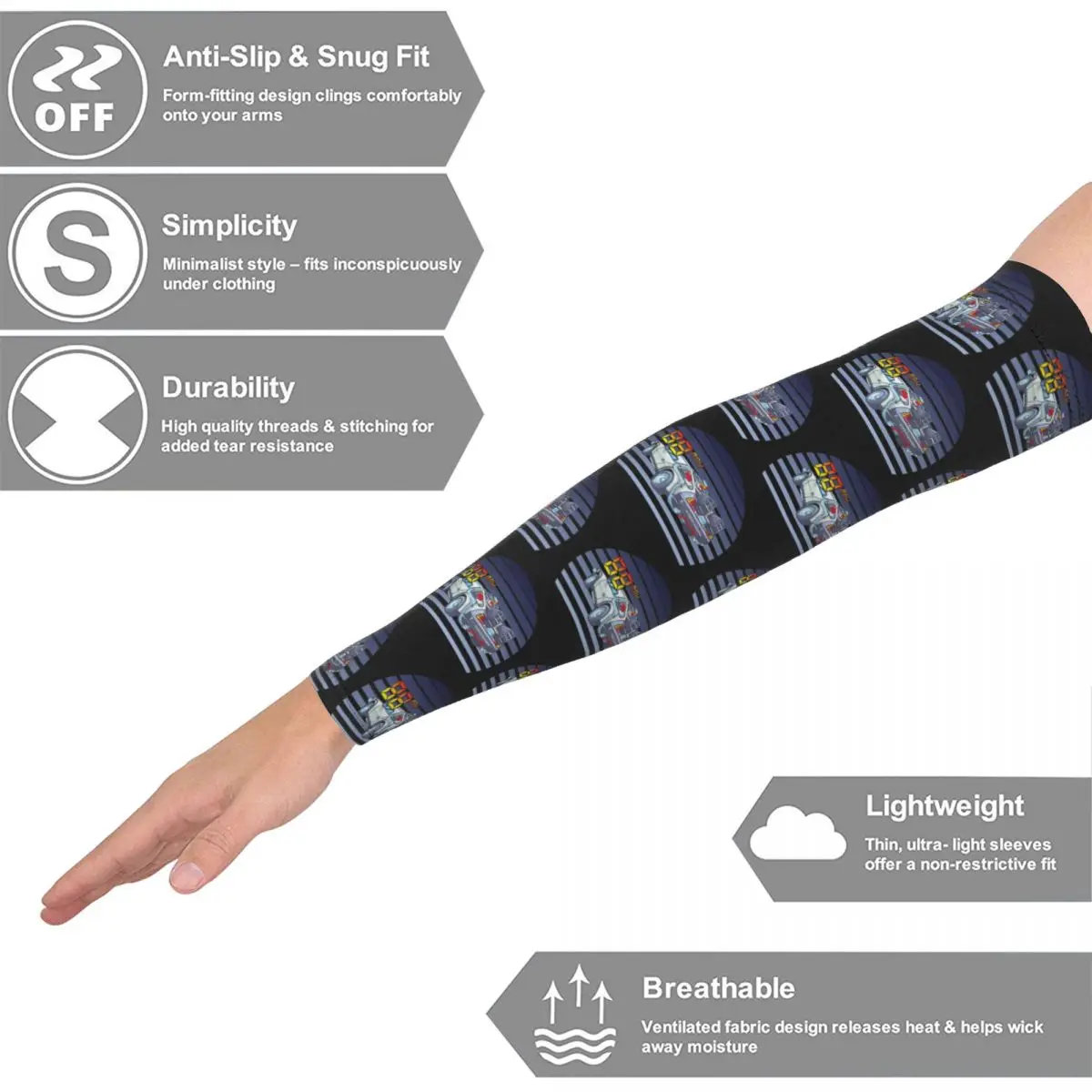 DeLorean Назад в будущее Рукава Мужчины Женщины Защита от солнца и ультрафиолета Татуировки Прикрытие Спорт Охлаждение Велоспорт