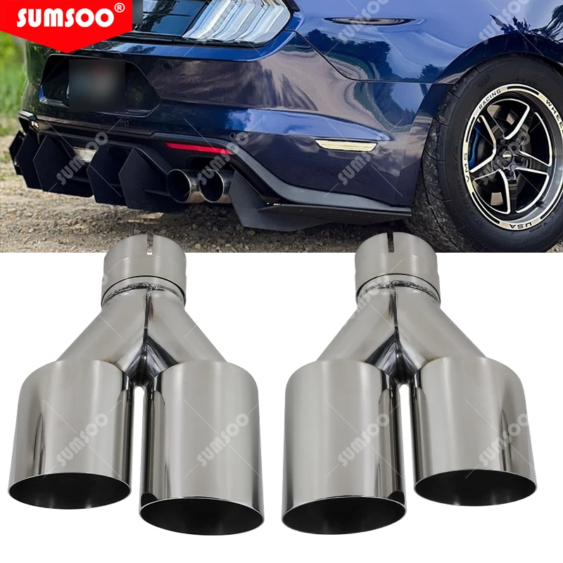 

Оригинальный 1 шт. двойной наконечник выхлопной трубы из нержавеющей стали с прямым краем полированный серебряный глушитель