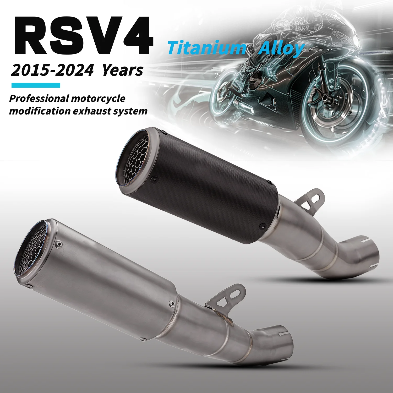 

For AAprilia RSV 4 15-26 Motorcycle Exhaust Modify Escape Titanium Carbon Slip on Line Project Muffler Racing Kit Tail Pipe