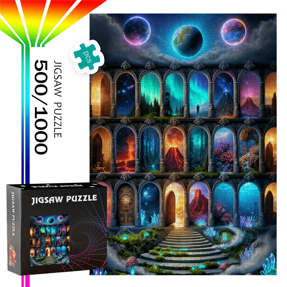 

500pcs/1000pcs Pieces Puzzles Suitable for s & - Challenging DIY Brain with Portable Pieces, Rectangular Board - Ideal for /Ch