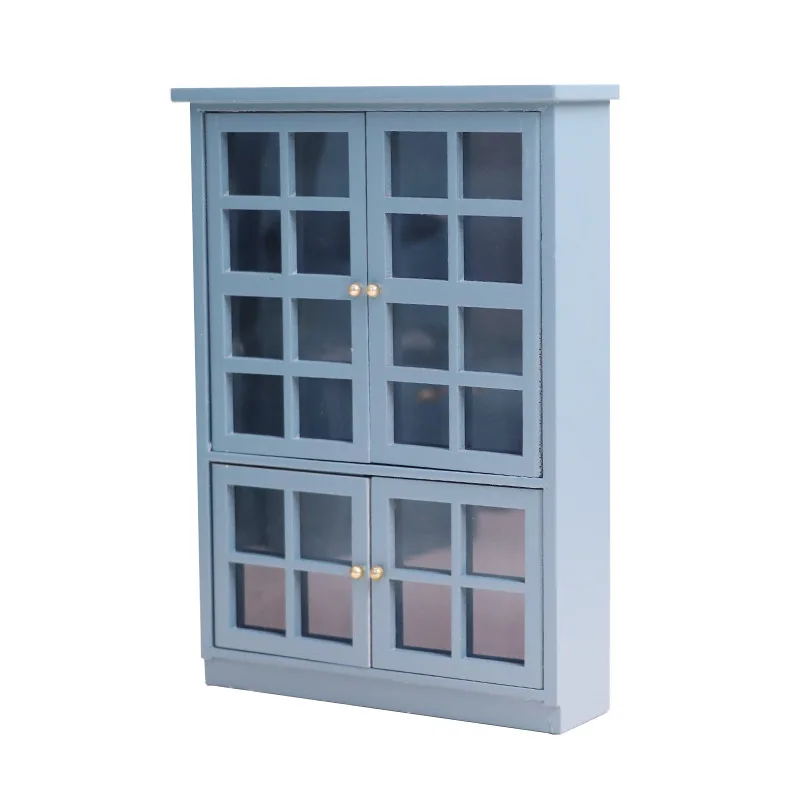 مجموعة مطبخ بيت الدمى بمقياس 1:12 - أثاث مصغر حديث مع خزانة على سطح الطاولة، نموذج طعام للعب